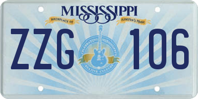 MS license plate ZZG106