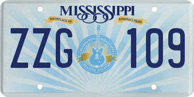 MS license plate ZZG109