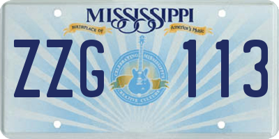 MS license plate ZZG113
