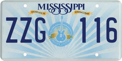 MS license plate ZZG116