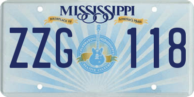 MS license plate ZZG118