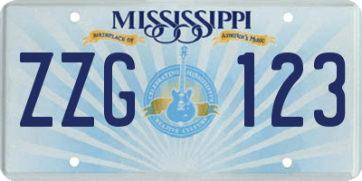 MS license plate ZZG123