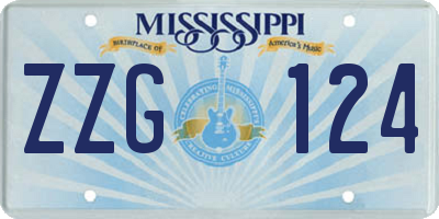 MS license plate ZZG124