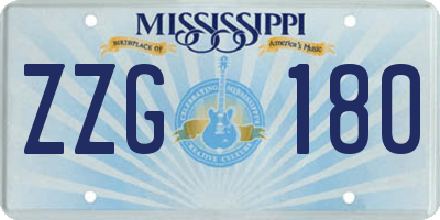 MS license plate ZZG180