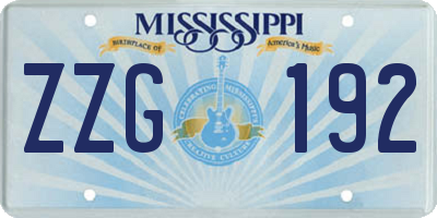 MS license plate ZZG192