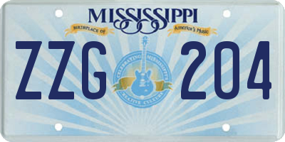 MS license plate ZZG204