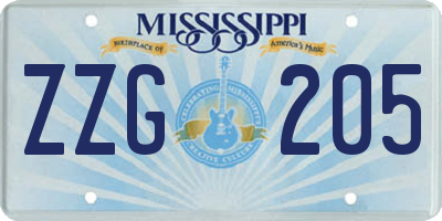MS license plate ZZG205