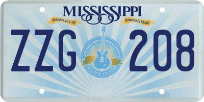 MS license plate ZZG208