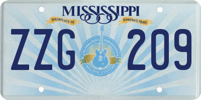 MS license plate ZZG209