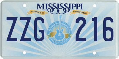 MS license plate ZZG216