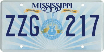 MS license plate ZZG217