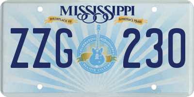 MS license plate ZZG230