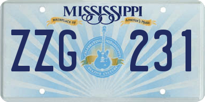 MS license plate ZZG231