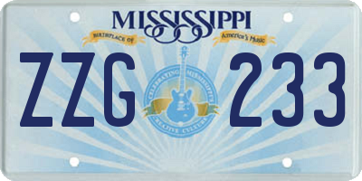 MS license plate ZZG233