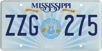 MS license plate ZZG275