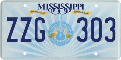 MS license plate ZZG303