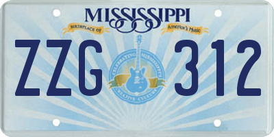 MS license plate ZZG312