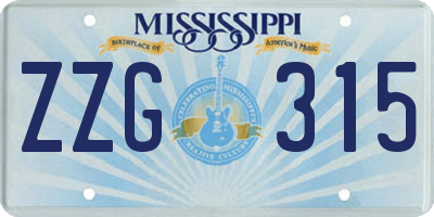 MS license plate ZZG315