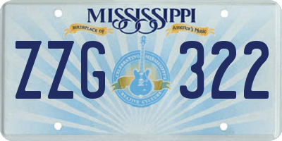 MS license plate ZZG322