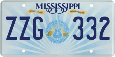 MS license plate ZZG332
