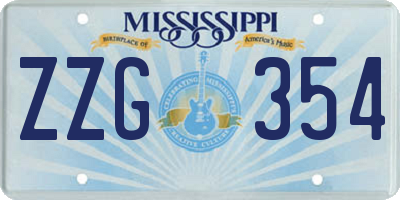MS license plate ZZG354