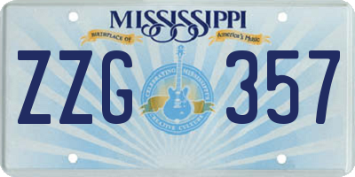 MS license plate ZZG357