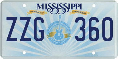 MS license plate ZZG360