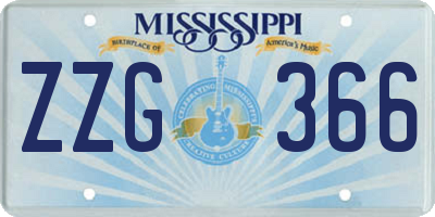 MS license plate ZZG366