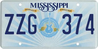 MS license plate ZZG374