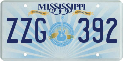 MS license plate ZZG392