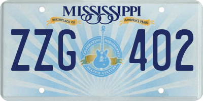 MS license plate ZZG402