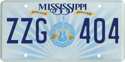 MS license plate ZZG404