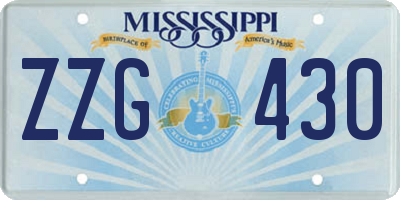 MS license plate ZZG430
