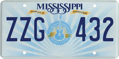 MS license plate ZZG432