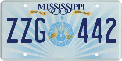 MS license plate ZZG442
