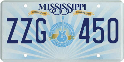 MS license plate ZZG450
