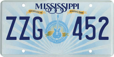 MS license plate ZZG452
