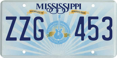 MS license plate ZZG453