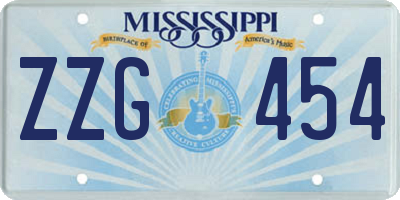 MS license plate ZZG454