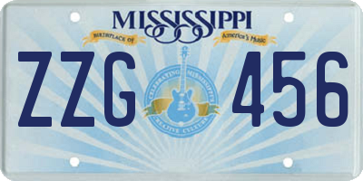 MS license plate ZZG456