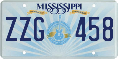 MS license plate ZZG458
