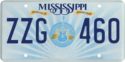 MS license plate ZZG460