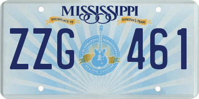 MS license plate ZZG461