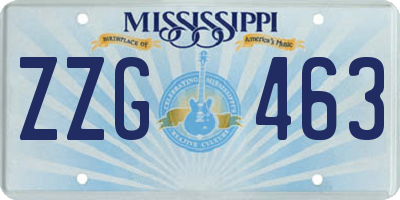 MS license plate ZZG463
