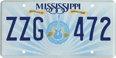MS license plate ZZG472