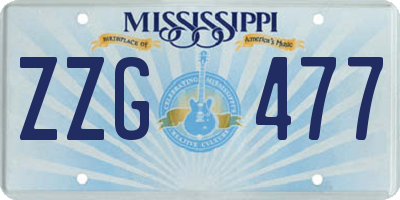 MS license plate ZZG477
