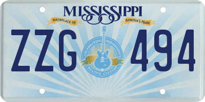 MS license plate ZZG494