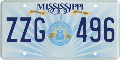 MS license plate ZZG496