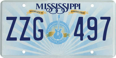 MS license plate ZZG497