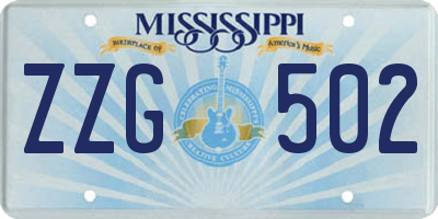 MS license plate ZZG502